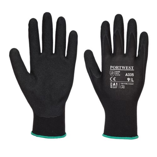 Portwest Dermi-Grip NPR15 Nitrile Sandy Glove Black Black